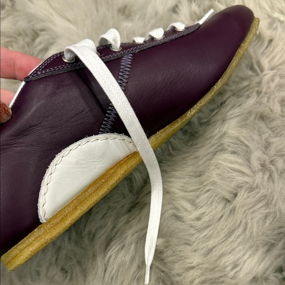 Purple eggplant Leather Sneakers with White Laces 37 size 6.5 - Picture 6 of 6